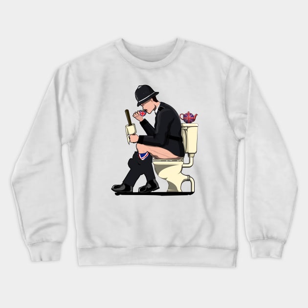 British Policeman on the Toilet Crewneck Sweatshirt by InTheWashroom